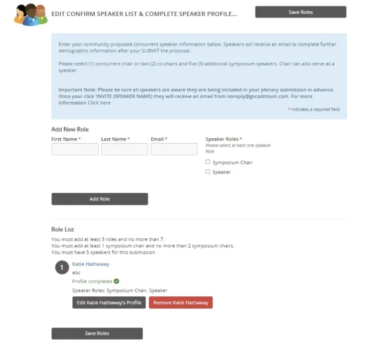 Task 6 – Confirm Speaker/Speaker Profile Details