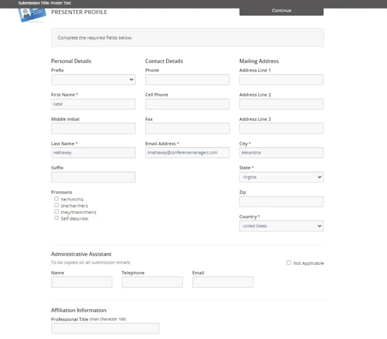 Task 4 – Complete poster presenter profile